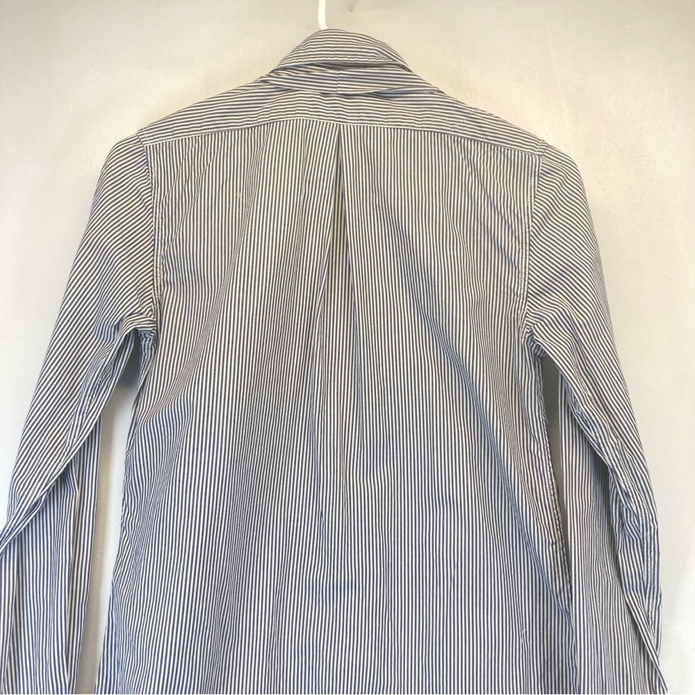 Nili Lotan Shirt Dress Blue White Striped Button Down Front XS long Sleeve - Picture 14 of 16